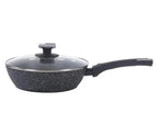 28cm Deep Frying Pan with Lid | Non-Stick, Granite Coating, Sturdy Build – Houszy