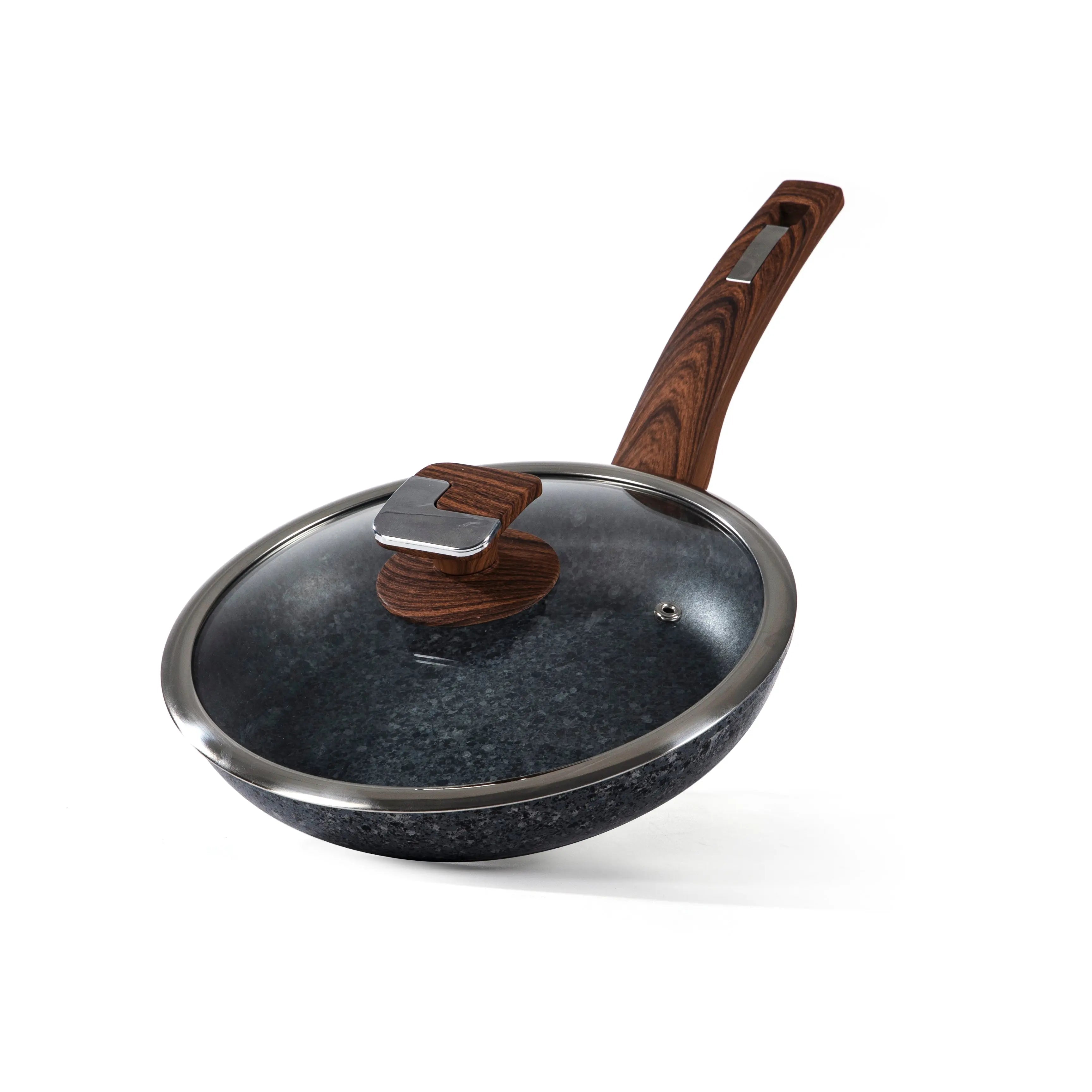 28cm Non-Stick Frying Pan with Lid | Granite Coated, Induction Compatible – Houszy