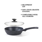 28cm Deep Frying Pan with Lid | Non-Stick, Granite Coating, Sturdy Build – Houszy