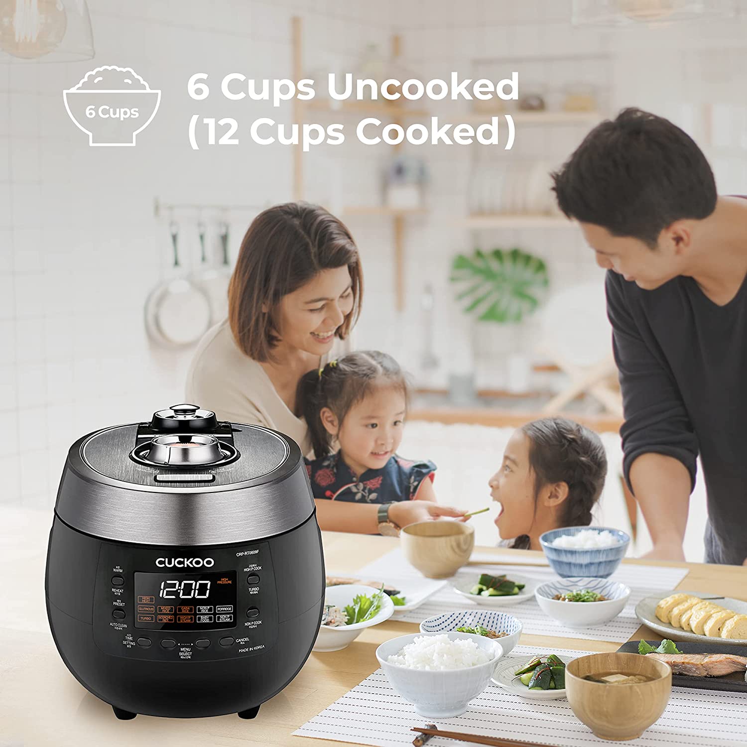 Cuckoo Pressure Rice Cooker Twin Plate & Warmer, 6-cup (Uncooked)
