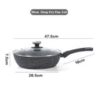 28cm Deep Frying Pan with Lid | Non-Stick, Granite Coating, Sturdy Build – Houszy