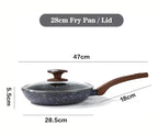 28cm Non-Stick Frying Pan with Lid | Granite Coated, Induction Compatible – Houszy