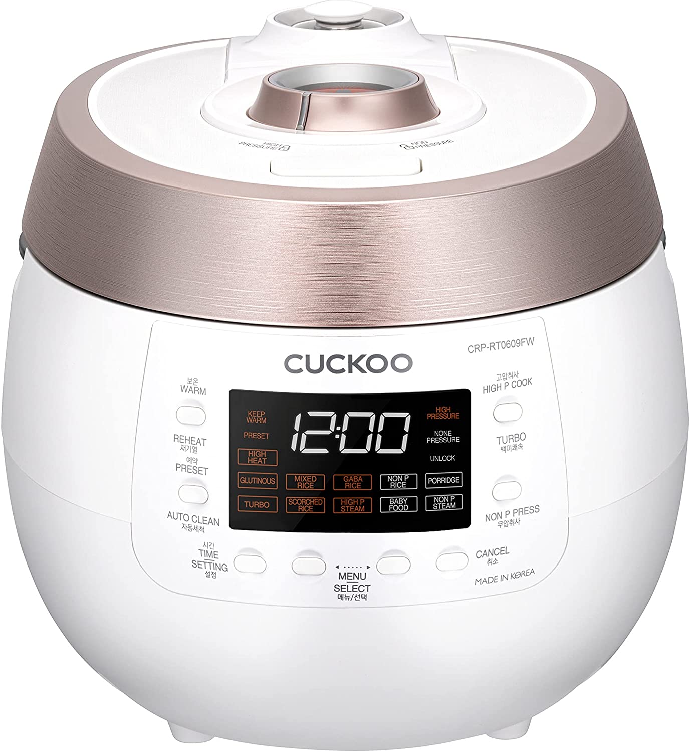 Cuckoo Pressure Rice Cooker Twin Plate & Warmer, 6-cup (Uncooked)