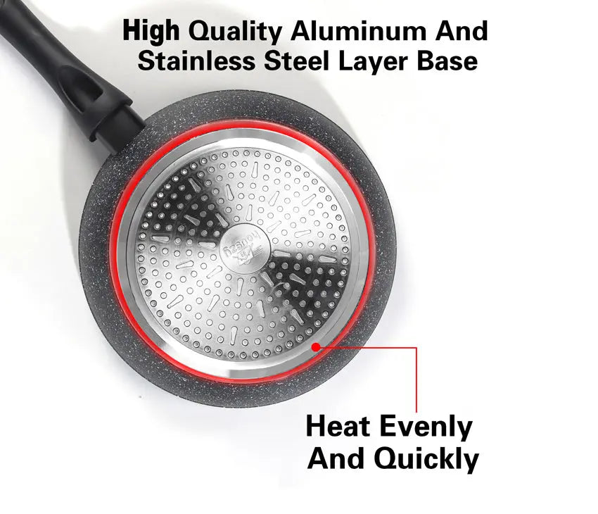 28cm Non-Stick Frying Pan with Lid | Granite Coated, Induction Compatible – Houszy