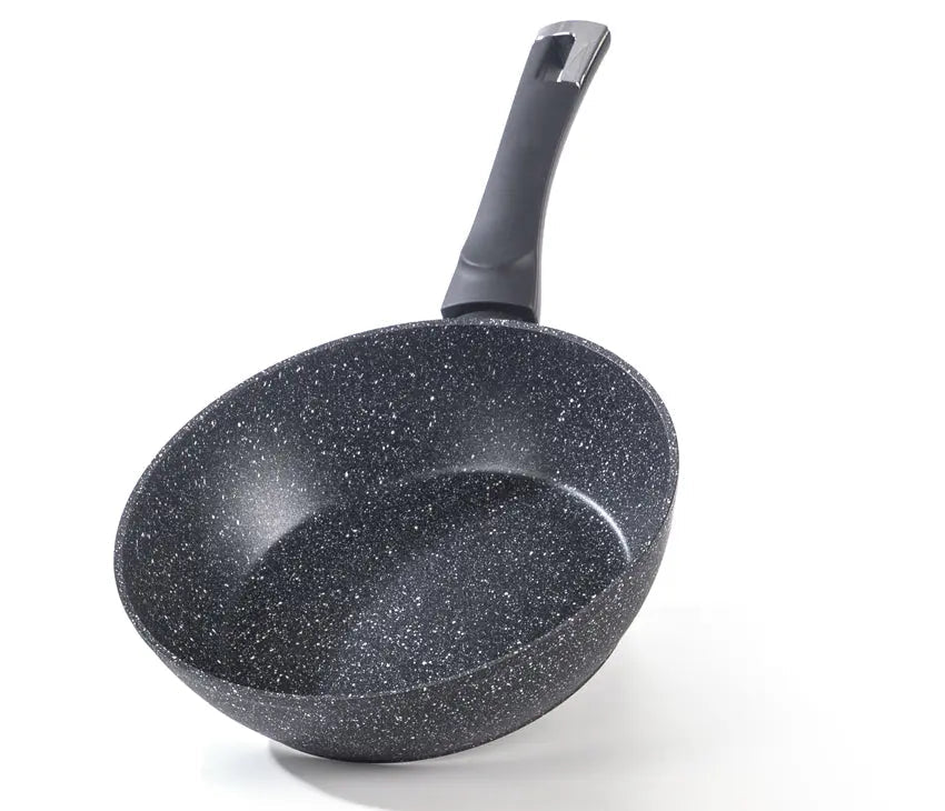 28cm Deep Frying Pan with Lid | Non-Stick, Granite Coating, Sturdy Build – Houszy